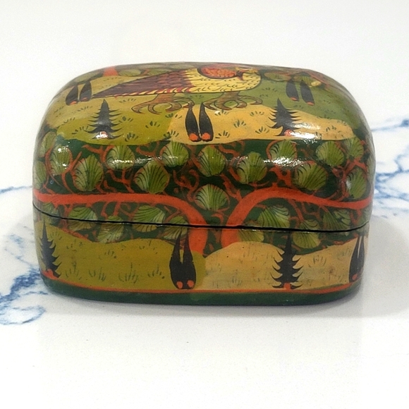 Vtg | Handmade| Kashmir| Lacquered Trinket Box - Picture 3 of 16